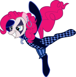 Size: 5956x6000 | Tagged: safe, artist:magister39, pinkie pie, earth pony, pony, absurd resolution, alternate universe, harlequin, mask, nightmareverse, simple background, solo, transparent background, vector