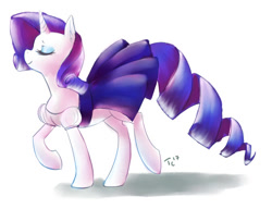 Size: 500x383 | Tagged: safe, artist:zaphy1415926, rarity, pony, unicorn, clothes, cute, dress, ear fluff, eyes closed, female, mare, profile, raribetes, simple background, solo, white background