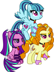 Size: 1701x2264 | Tagged: safe, artist:lightningbolt, derpibooru exclusive, adagio dazzle, aria blaze, sonata dusk, earth pony, pegasus, pony, unicorn, equestria girls, rainbow rocks, .svg available, angry, clothes, disguise, disguised siren, equestria girls ponified, eyeshadow, fangs, female, fingerless gloves, flying, frown, gem, gloves, headband, horn, jewelry, looking up, makeup, mare, necklace, pigtails, ponytail, raised hoof, simple background, siren gem, sitting, slit eyes, smug, smugio dazzle, spiked wristband, spread wings, standing, svg, tail band, the dazzlings, transparent background, trio, vector, wings, wristband