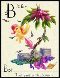 Size: 1700x2200 | Tagged: safe, artist:viwrastupr, derpibooru import, fluttershy, twilight sparkle, alphabet, flutterbat