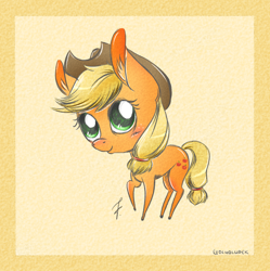 Size: 900x905 | Tagged: safe, artist:gocholudek, applejack, earth pony, pony, chibi, female, mare, solo