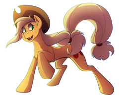 Size: 1024x843 | Tagged: safe, artist:nintala, applejack, earth pony, pony, raised hoof, simple background, solo