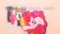 Size: 1280x720 | Tagged: safe, derpibooru import, big macintosh, pinkie pie, earth pony, pony, female, male, pinkiemac, shipping, spanish, straight, translation in description, wallpaper