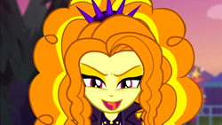 Size: 1920x1080 | Tagged: safe, screencap, adagio dazzle, better together, equestria girls, sunset's backstage pass!, evil grin, female, grin, looking at you, open mouth, outdoors, smiling, solo