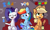 Size: 3750x2250 | Tagged: safe, artist:tjpones, derpibooru import, applejack, rainbow dash, rarity, earth pony, pegasus, pony, unicorn, alcohol, apple, appledash, applejack's hat, blushing, chest fluff, cider, cowboy hat, dialogue, eyes closed, female, freckles, hat, heart, lesbian, magic, mare, martini, open mouth, polyamory, raridash, rarijackdash, shipper on deck, shipping, sofa, straw, telekinesis, that pony sure does love apples, that pony sure does love fashion, thoughts, wavy mouth