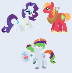 Size: 951x961 | Tagged: safe, artist:blueberrymuffin02, big macintosh, rarity, pony, unicorn, family, female, male, offspring, parent:big macintosh, parent:rarity, parents:rarimac, rarimac, shipping, straight