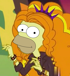 Size: 442x479 | Tagged: safe, edit, edited screencap, screencap, adagio dazzle, human, better together, equestria girls, sunset's backstage pass!, cropped, cursed image, homer simpson, solo, the simpsons, wat, what has science done, why