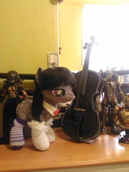 Size: 1280x1707 | Tagged: safe, artist:tres-apples, octavia melody, earth pony, pony, clothes, irl, photo, plushie, socks, striped socks, violin