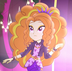 Size: 1010x993 | Tagged: safe, screencap, adagio dazzle, better together, equestria girls, find the magic, adoragio, bracelet, clothes, cropped, cute, female, jacket, jewelry, leather jacket, shorts, solo, spiked headband, spiked wristband, wristband