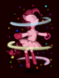 Size: 2400x3200 | Tagged: safe, artist:lemon-bitter-twist, pinkie pie, pony, apotheosis, ascension, bipedal, boots, clothes, costume, dress, eyes closed, magic, newbie artist training grounds, parody, skirt, solo, tokyo mew mew, transformation, transforming