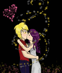 Size: 510x595 | Tagged: safe, artist:pegasistersmile, big macintosh, rarity, human, female, humanized, kissing, male, rarimac, shipping, straight