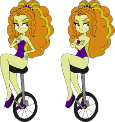 Size: 544x578 | Tagged: safe, artist:erichgrooms3, artist:selenaede, adagio dazzle, equestria girls, bare arms, bare shoulders, base used, clothes, crossed arms, cute, dagibetes, female, frown, headband, legs, leotard, sexy, shoes, simple background, sitting, solo, stupid sexy adagio dazzle, transparent background, unicycle, vector