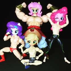 Size: 2221x2221 | Tagged: safe, applejack, fluttershy, pinkie pie, rarity, equestria girls, astro fighter sunred, broly, doll, dragon ball z, equestria girls minis, figma, free!, friendship is manly, head swap, kinnikuman, makoto tachibana, not salmon, pillar men, sh figuarts, suguru kinniku, sunred, toy, wat