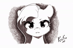 Size: 2000x1300 | Tagged: safe, artist:freeedon, fluttershy, pegasus, pony, bust, grayscale, looking at you, monochrome, portrait, solo