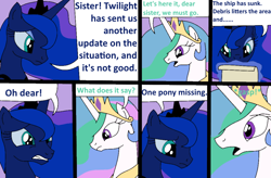 Size: 1000x654 | Tagged: safe, artist:didgereethebrony, princess celestia, princess luna, alicorn, pony, comic:wreck of the renaissance, aura, scroll