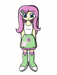 Size: 768x1024 | Tagged: safe, artist:cubiejewelart, fluttershy, equestria girls, boots, clothes, cute, high heel boots, skirt, socks, solo