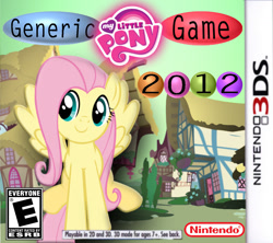 Size: 1352x1200 | Tagged: safe, artist:employeeamillion, fluttershy, pegasus, pony, 3ds, box art, ponyville