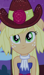 Size: 430x720 | Tagged: safe, screencap, applejack, equestria girls, cropped, cute, jackabetes, ponied up, solo