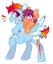 Size: 640x773 | Tagged: safe, artist:bubaiuv, derpibooru import, rainbow dash, scootaloo, pegasus, pony, alternate hairstyle, autism, scootalove, simple background, starry eyes, sticker, transparent background, wingding eyes