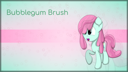 Size: 3840x2160 | Tagged: safe, artist:thevintagepone, derpibooru import, bubblegum brush, earth pony, pony, bubble, cute, desktop background, female, filly, solo, wallpaper