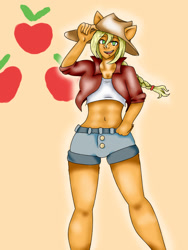 Size: 768x1024 | Tagged: safe, artist:yumiyasan23, applejack, anthro, looking at you, solo