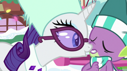 Size: 1920x1080 | Tagged: safe, screencap, rarity, spike, dragon, pony, unicorn, best gift ever, out of context