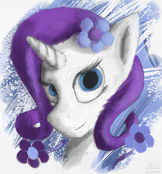 Size: 1677x1802 | Tagged: safe, artist:geljado, rarity, pony, unicorn, bust, digital art, female, flower, mixed media, solo, traditional sketch