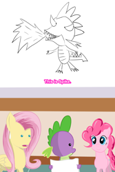 Size: 2000x3000 | Tagged: safe, artist:yinglongfujun, fluttershy, pinkie pie, spike, dragon, earth pony, pegasus, pony, lucky star, spoik