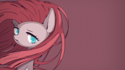 Size: 1920x1080 | Tagged: safe, artist:770nanao15, derpibooru import, edit, pinkie pie, earth pony, pony, chromatic aberration, female, looking at you, mare, pinkamena diane pie, simple background, solo, wallpaper, windswept mane