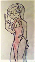 Size: 350x622 | Tagged: safe, artist:midday sun, elusive, rarity, human, chinese new year, clothes, crossdressing, dress, fan, femboy, humanized, limited color, male, one eye closed, rule 63, soft color, traditional art, trap