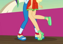Size: 531x375 | Tagged: safe, derpibooru import, screencap, applejack, rainbow dash, equestria girls, spring breakdown, cropped, feet, head out of frame, legs, out of context, pictures of legs