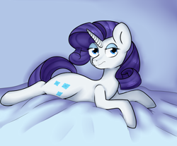 Size: 3500x2900 | Tagged: safe, artist:ranillopa, rarity, pony, unicorn, bed, meh, rarity is not amused, solo, unamused