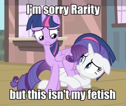 Size: 960x811 | Tagged: safe, derpibooru import, screencap, rarity, twilight sparkle, twilight sparkle (alicorn), alicorn, pony, unicorn, simple ways, female, image macro, mare, meme, reaction image, that is my fetish, that is not my fetish