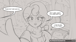 Size: 1920x1080 | Tagged: safe, artist:burning-heart-brony, pinkie pie, equestria girls, autumn, beautiful, bench, grayscale, monochrome, park, perspective, romance, solo, talking to viewer, tree