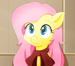 Size: 2717x2400 | Tagged: safe, artist:ando, fluttershy, pegasus, pony, bow, bust, cheek fluff, colored pupils, cute, portrait, shyabetes, solo