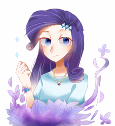 Size: 1000x1100 | Tagged: safe, artist:旗桦, rarity, human, female, humanized, jewelry, necklace, solo