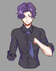 Size: 1650x2075 | Tagged: safe, artist:闷骚少女初窗, elusive, rarity, human, clothes, gloves, humanized, male, necktie, rule 63, solo