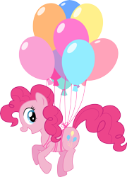 Size: 6146x8557 | Tagged: safe, artist:chimajra, pinkie pie, earth pony, pony, absurd resolution, balloon, simple background, solo, then watch her balloons lift her up to the sky, transparent background, vector