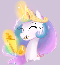 Size: 744x800 | Tagged: safe, artist:ryuredwings, princess celestia, alicorn, pony, bust, churros, eating, female, magic, mare, portrait, smiling, solo