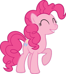 Size: 5406x6000 | Tagged: safe, artist:slb94, pinkie pie, earth pony, pony, 28 pranks later, absurd resolution, excited, eyes closed, female, mare, raised hoof, simple background, solo, transparent background, vector