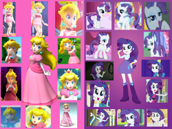 Size: 1500x1125 | Tagged: safe, artist:daniotheman, artist:sugar-loop, rarity, human, pony, equestria girls, equestria girls (movie), friendship games, green isn't your color, life is a runway, player piano, rainbow rocks, crossover, hasbro, hasbro studios, helping twilight win the crown, mario golf, mario golf toadstool tour, mario power tennis, mario tennis, mario tennis power, nintendo, princess peach, raripeach, super mario bros., super mario galaxy, super mario galaxy 2, super smash bros., super smash bros. brawl, wondercolt ears, wondercolt tail, wondercolts, wondercolts uniform