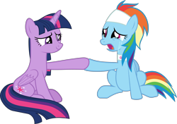 Size: 8922x6271 | Tagged: safe, artist:orbitalxd, derpibooru import, rainbow dash, twilight sparkle, twilight sparkle (alicorn), alicorn, pegasus, pony, spoiler:deep tissue memories, crying, deep tissue memories, deviantart, female, lesbian, shipping, simple background, spa pony rainbow dash, transparent background, twidash, vector