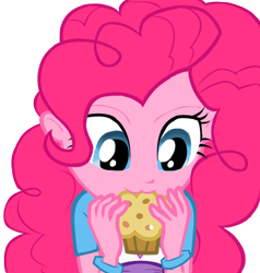 Size: 407x427 | Tagged: safe, artist:wcctnoam, edit, pinkie pie, equestria girls, food, muffin, redraw, solo