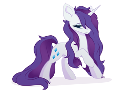 Size: 1333x1000 | Tagged: safe, artist:inspiration1413, rarity, pony, unicorn, female, mare, messy mane, raised hoof, solo