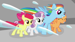 Size: 1920x1080 | Tagged: safe, artist:kazamacat, derpibooru import, apple bloom, rainbow dash, scootaloo, sweetie belle, earth pony, pegasus, pony, unicorn, fanfic:the master mev, cutie mark crusaders, fanfic art, group, smiling