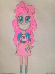 Size: 769x1038 | Tagged: safe, artist:toonalexsora007, pinkie pie, equestria girls, grin, looking at you, smile hd, smiling, solo, traditional art