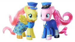 Size: 1600x900 | Tagged: safe, fluttershy, pinkie pie, testing testing 1-2-3, admiral fairy flight, ancient wonderbolts uniform, brushable, general flash, irl, photo, toy