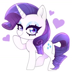 Size: 1455x1463 | Tagged: safe, artist:techycutie, rarity, pony, unicorn, bedroom eyes, chibi, cute, cutie mark, eyelashes, heart, raribetes, solo