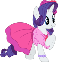 Size: 3000x3231 | Tagged: safe, artist:eagle1division, rarity, pony, unicorn, no second prances, bracelet, clothes, cute, dress, female, flower, jewelry, mare, necklace, outfit catalog, raised hoof, raised leg, raribetes, rose, simple background, smiling, solo, transparent background, vector