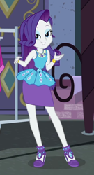 Size: 502x931 | Tagged: safe, screencap, rarity, better together, equestria girls, street chic, clothes, cropped, cute, female, geode of shielding, high heels, legs, magical geodes, raribetes, shoes, skirt, smiling